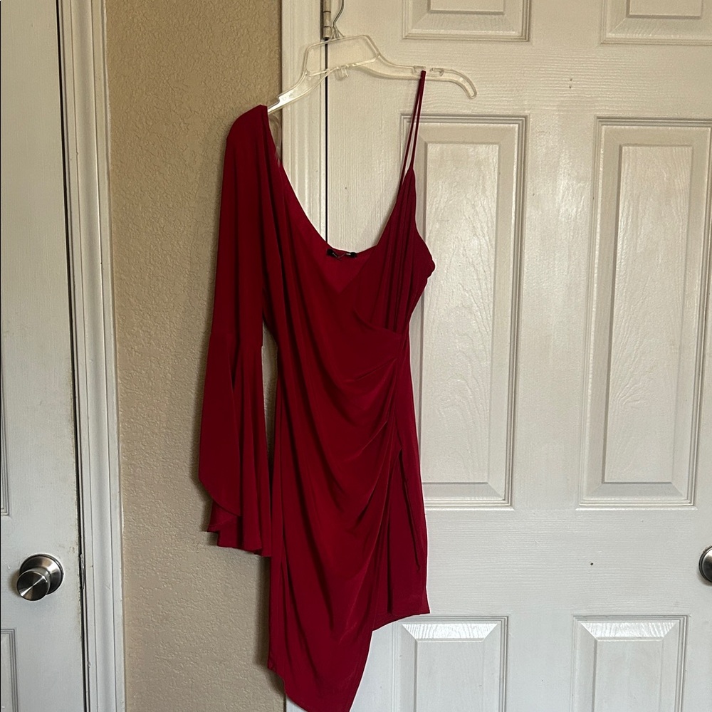 Fashion Nova Vibrant Red Asymmetrical Dress